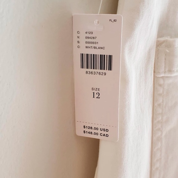 NWT Anthropologie Maeve Pleated Barrel Leg Chino Pants White Size 12 - Picture 10 of 12